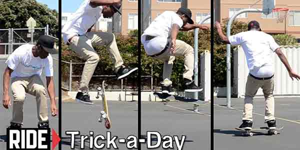 This trick also involves a 180-degree turn but your body and skateboard move in a backward motion.