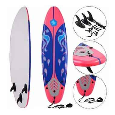 Giantex 6′ Foamie with Removable Fins Beginner Surfboard