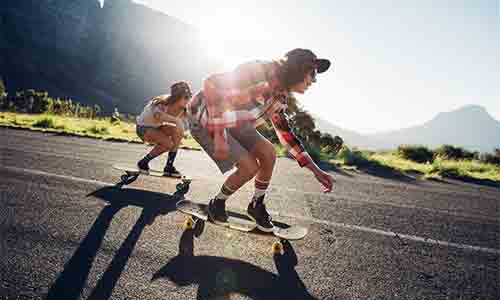 skateboard deck and wheel 