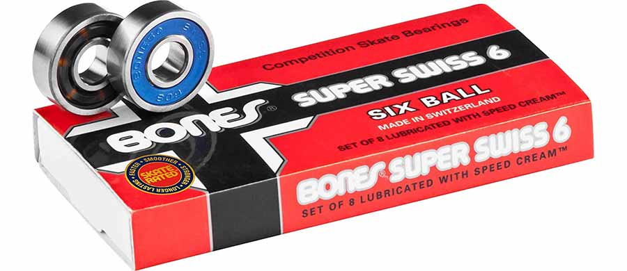 Bones Super Swiss 6 Skateboard Bearings 8 Pack