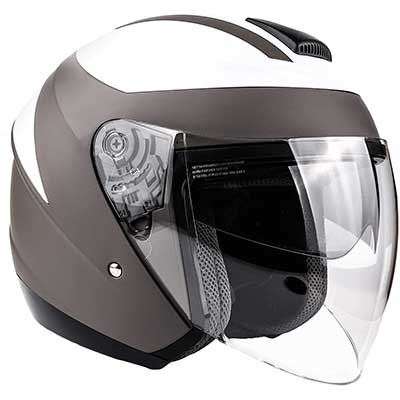 Typhoon 3/4 Helmet With Face Shield & Retractable Sun Visor DOT Motorcycle Scooter Moped Cruiser - Gray White - XL